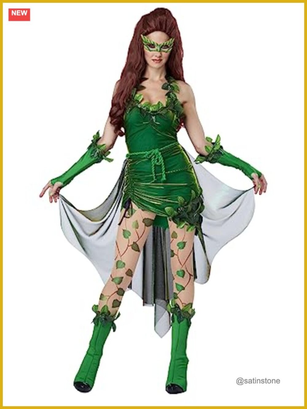 Lethal Beauty Costume Halter Dress Mask Glovelettes Boot Covers Leggings